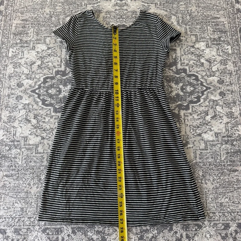 Old Navy Girls Striped Short Sleeve Fit & Flare Dress Black White XL 14